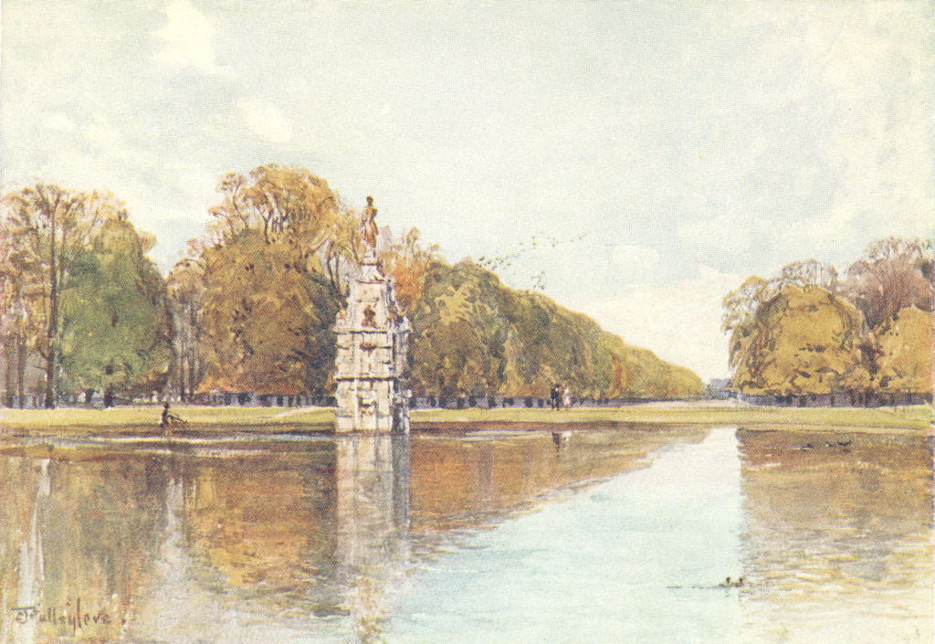LONDON. Diana Fountain, Bushy Park 1907 old antique vintage print picture